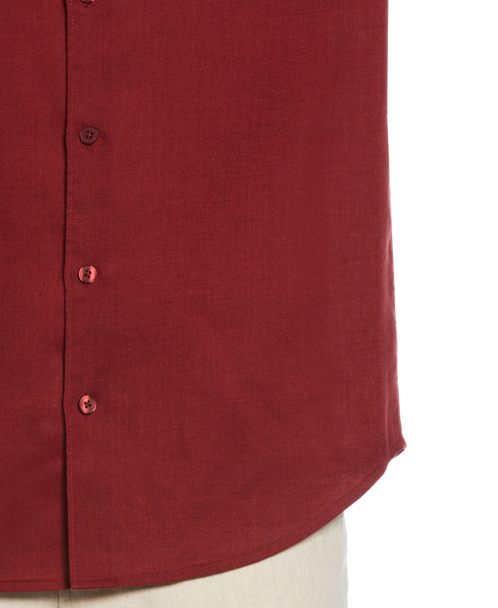 Linen Blend Wrinkle-Resistant Shirt (Cabernet) 