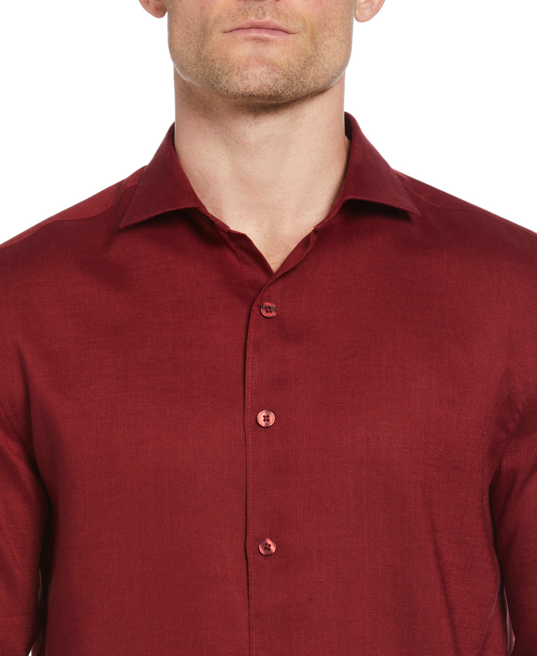 Linen Blend Wrinkle-Resistant Shirt (Cabernet) 