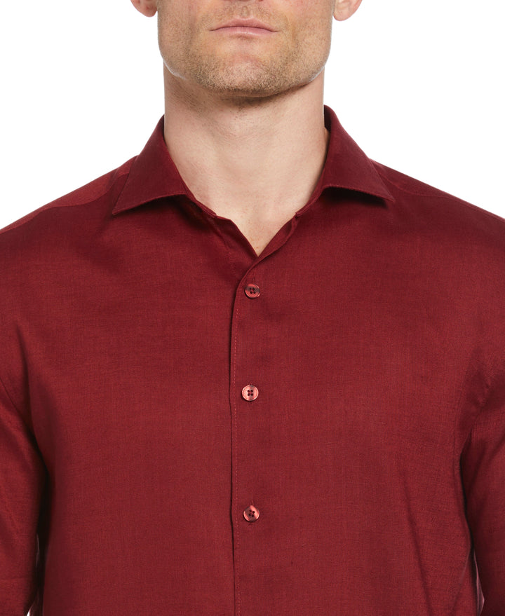 Linen Blend Wrinkle-Resistant Shirt (Cabernet) 