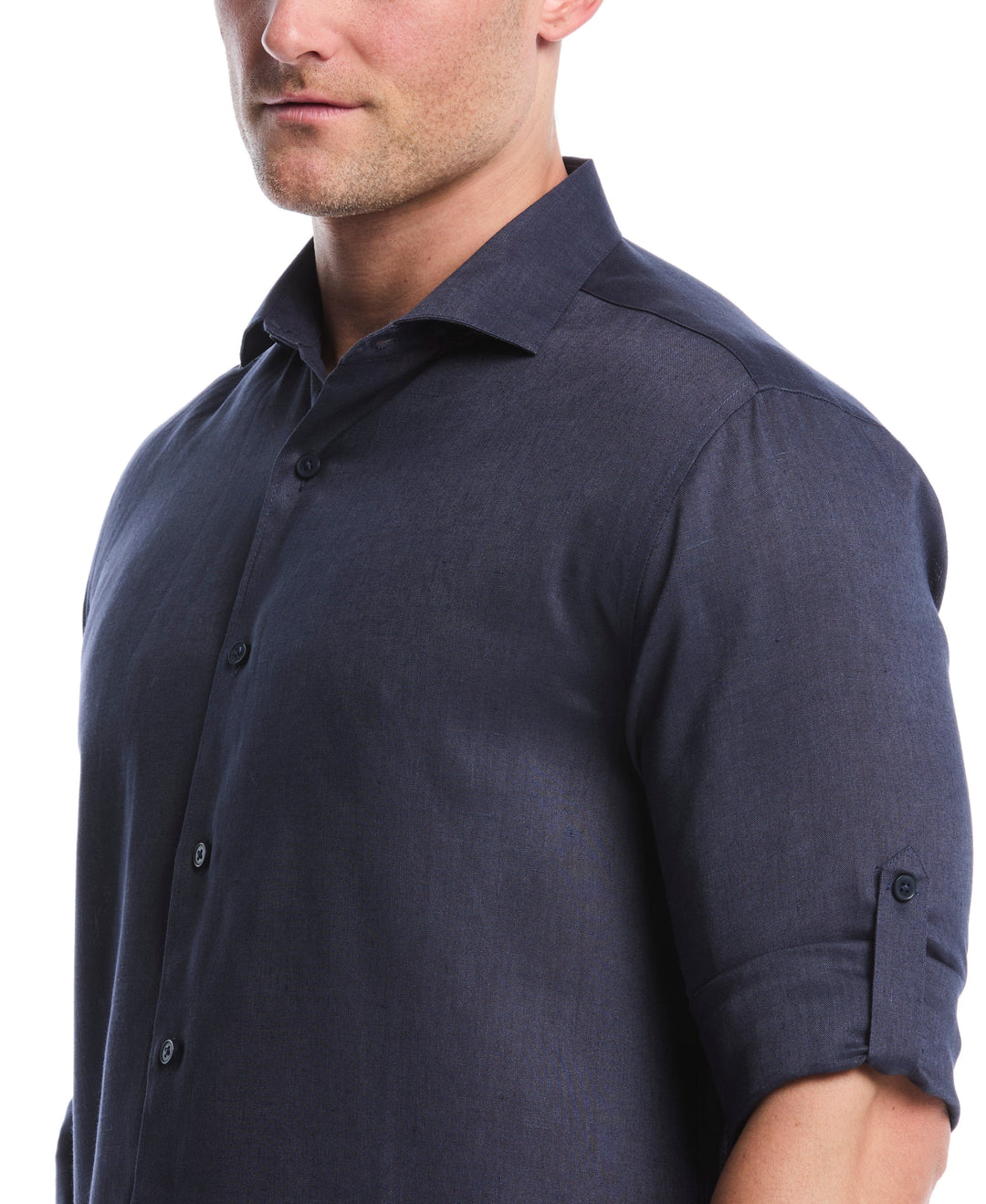 Linen Blend Wrinkle-Resistant Shirt (Mood Indigo) 