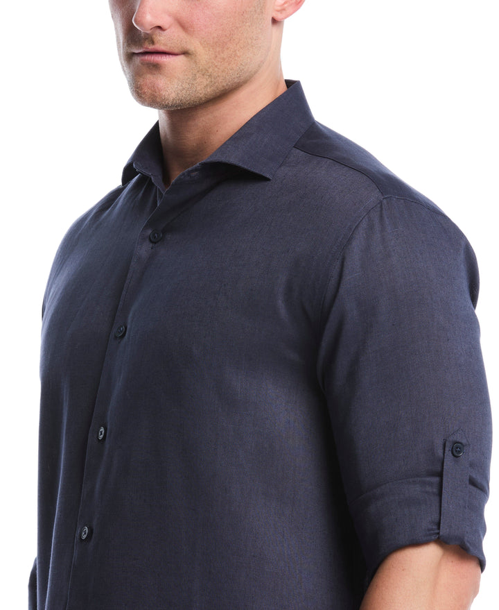 Linen Blend Wrinkle-Resistant Shirt (Mood Indigo) 