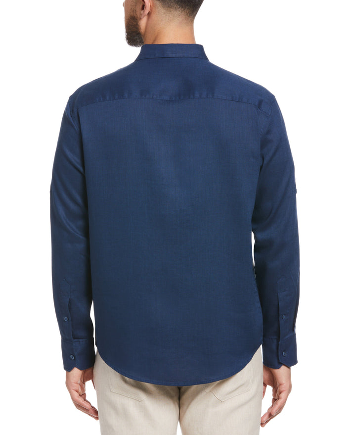 Linen Blend Wrinkle-Resistant Shirt (Insignia Blue) 