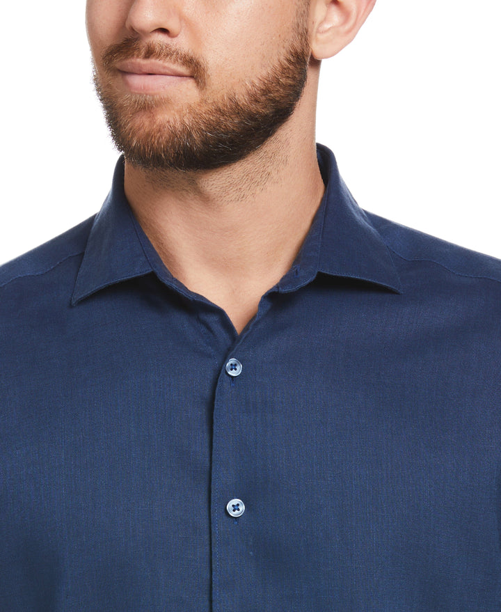Linen Blend Wrinkle-Resistant Shirt (Insignia Blue) 