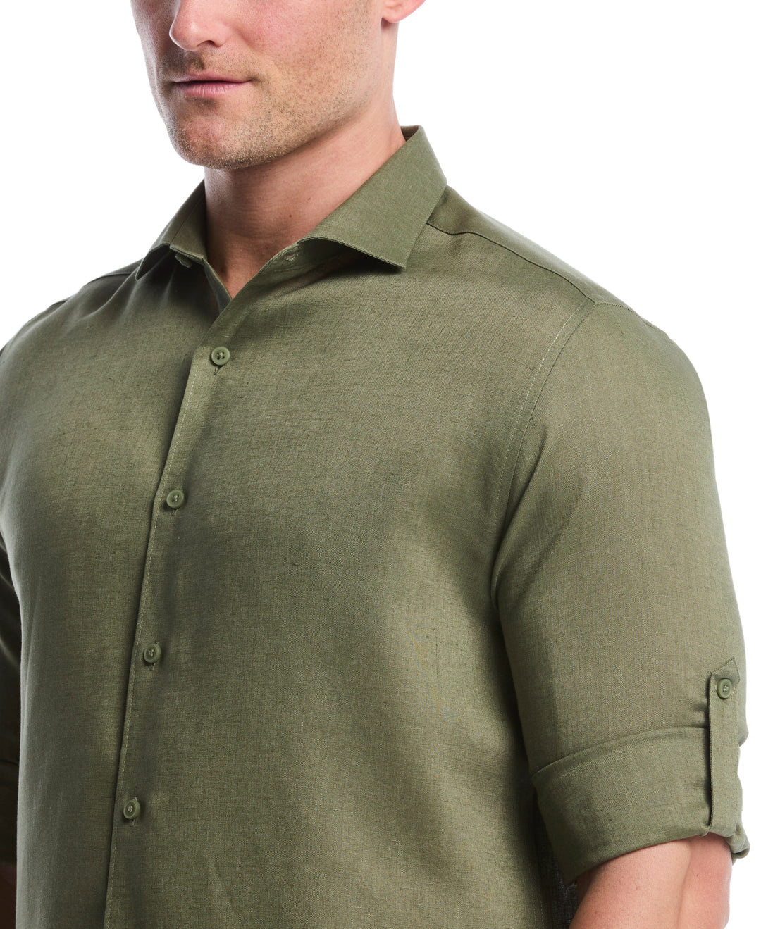 Linen Blend Wrinkle-Resistant Shirt (Olivine) 