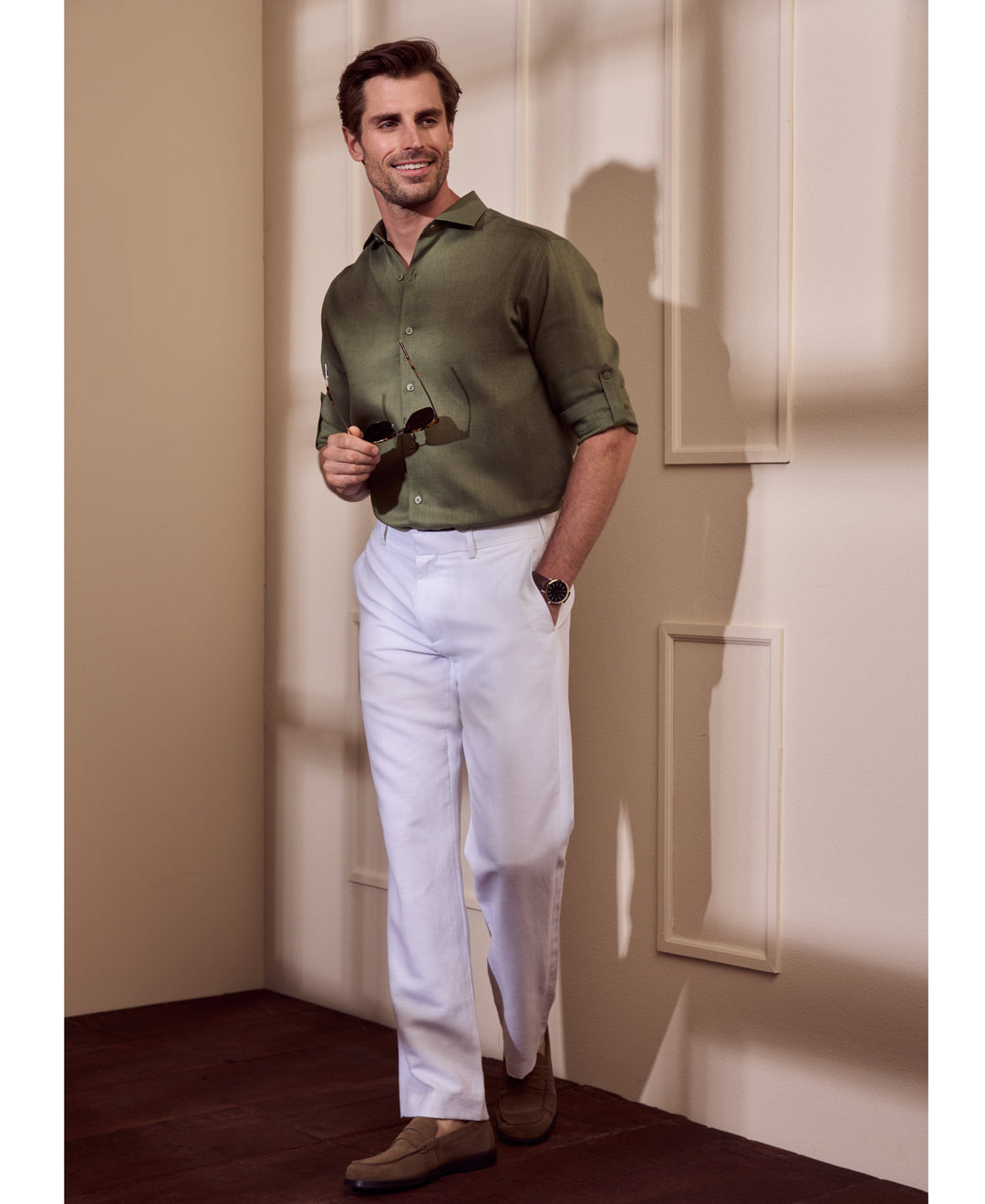 Travelselect™ Linen-Blend Rolled Sleeve Shirt-Casual Shirts-Cubavera