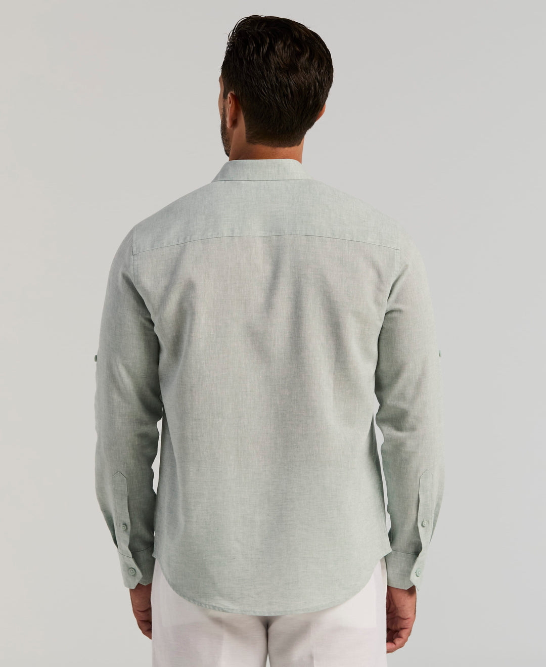 Linen Blend Wrinkle-Resistant Shirt (Blue Surf) 