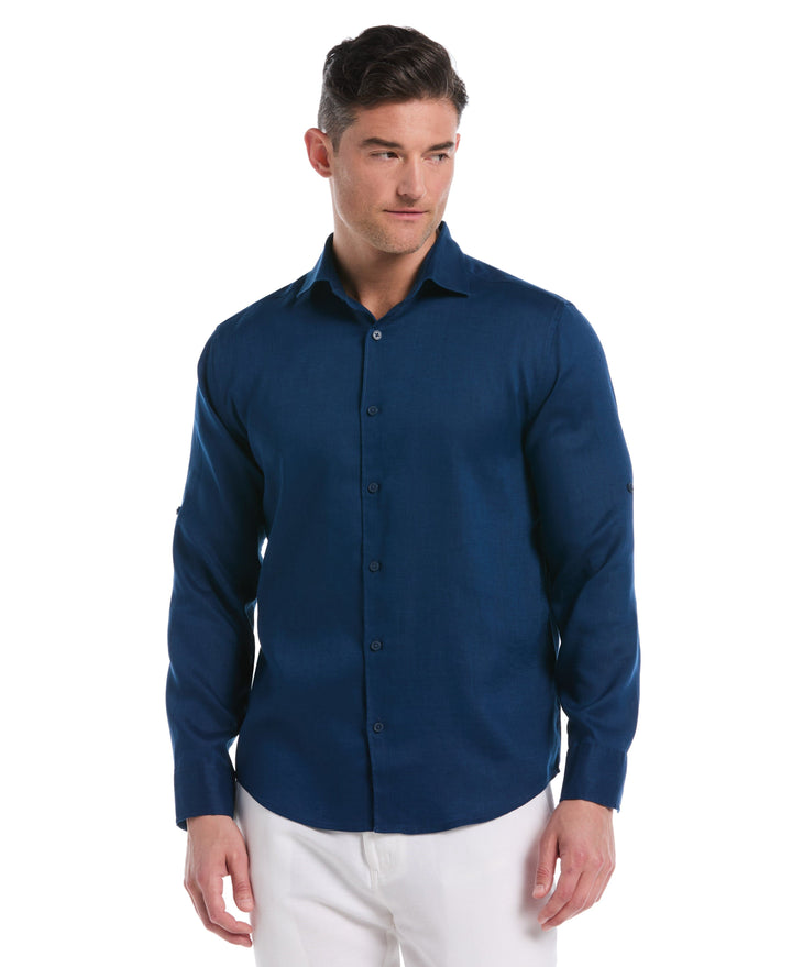 Linen Blend Wrinkle-Resistant Shirt (Estate Blue) 