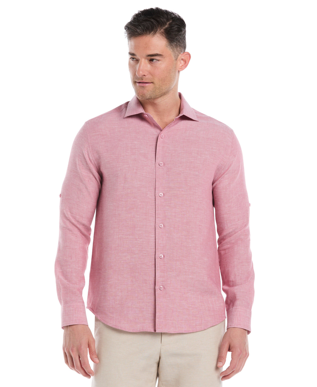 Linen Blend Wrinkle-Resistant Shirt (Mauvewood) 