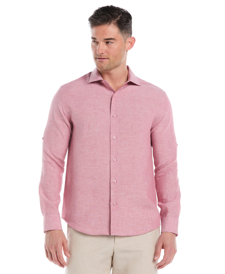 Linen Blend Wrinkle-Resistant Shirt (Mauvewood) 