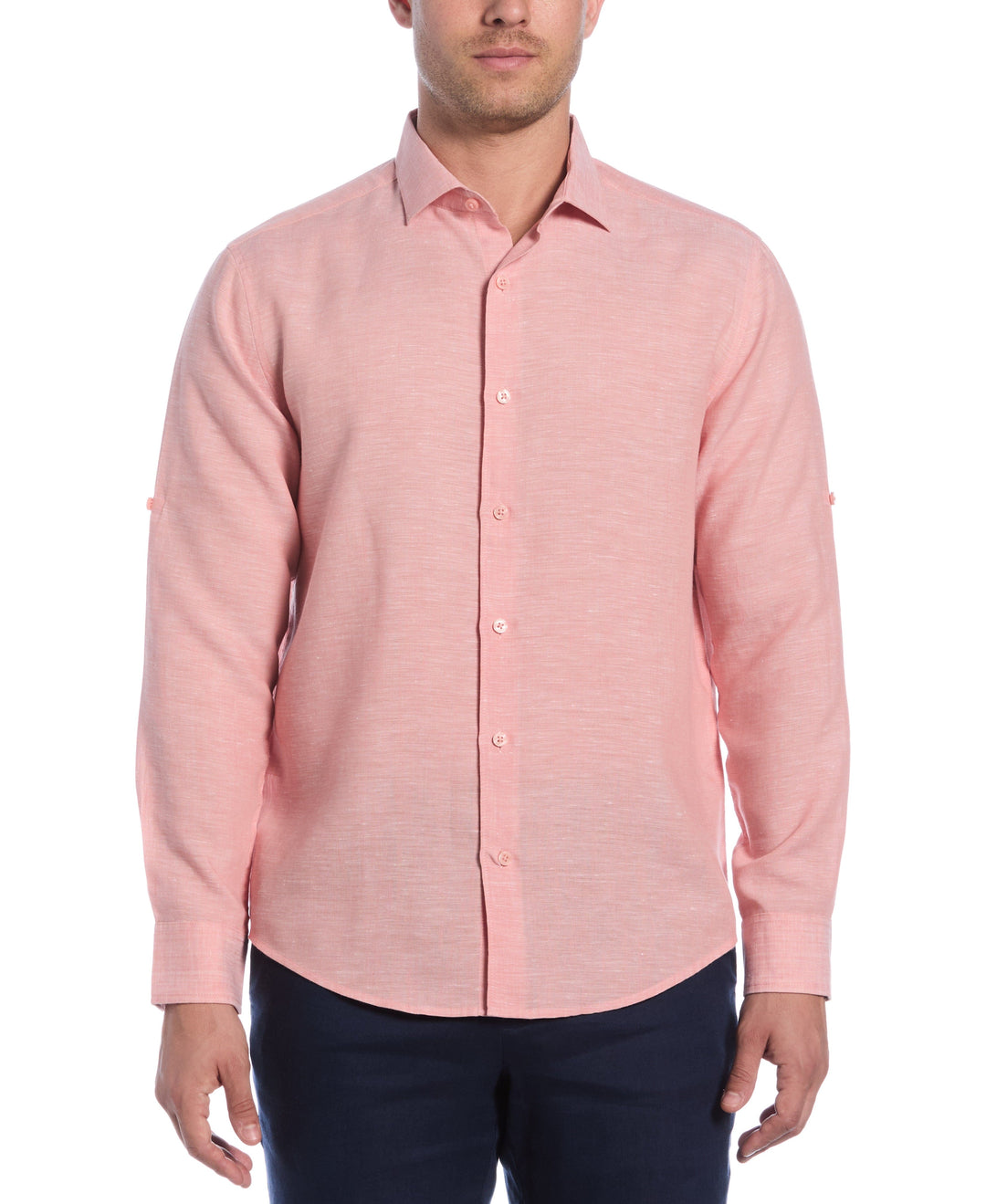 Linen Blend Wrinkle-Resistant Shirt (Terra Cotta) 