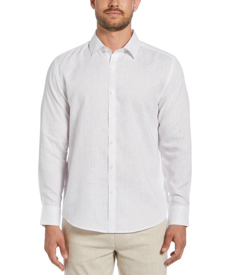 Travelselect™ Linen-Blend Long Sleeve Shirt (Brilliant White) 