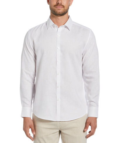 Travelselect™ Linen-Blend Long Sleeve Shirt (Brilliant White) 