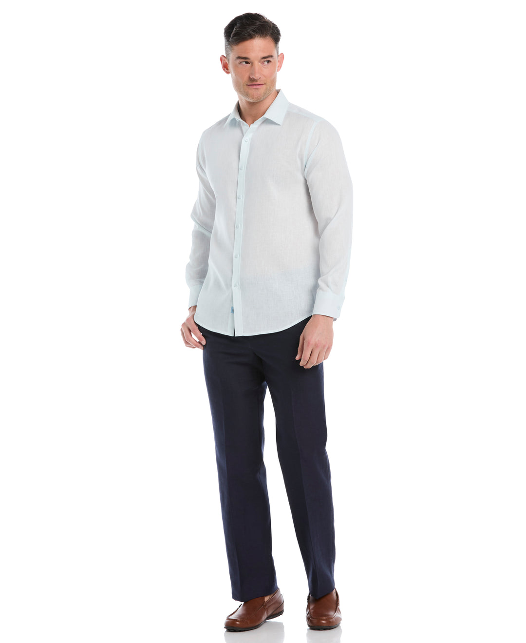 Linen Blend Travel Shirt (Ice Melt) 