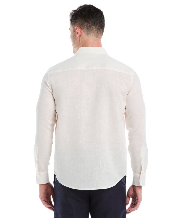 Linen Blend Travel Shirt (Egret) 