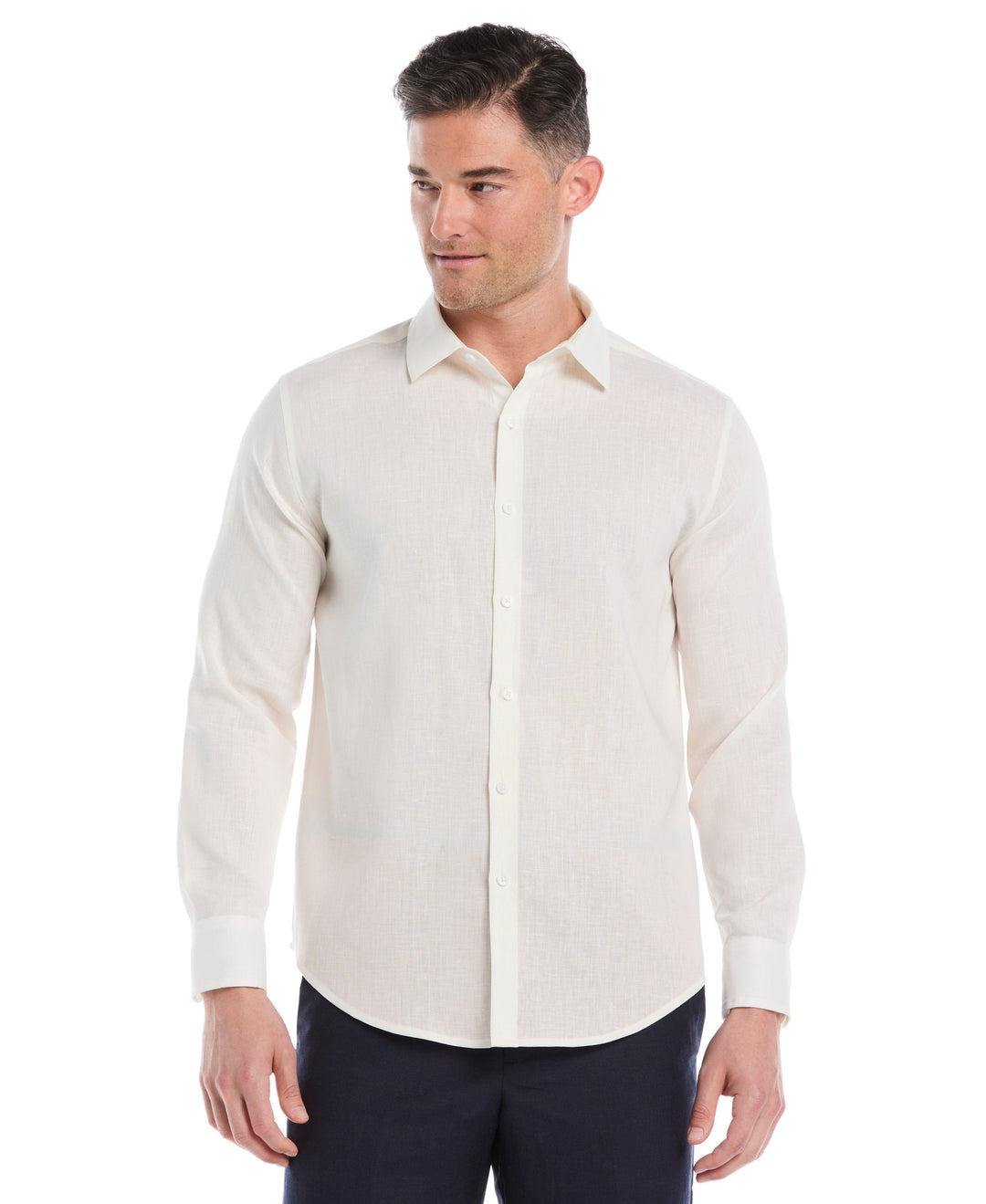 Linen Blend Travel Shirt (Egret) 