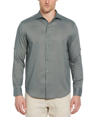 Travelselect™ Linen-Blend Rolled Sleeve Shirt (Balsam Green) 