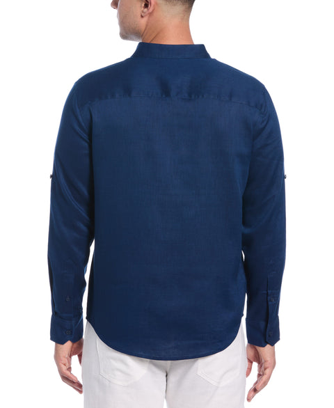 Travelselect™ Linen-Blend Rolled Sleeve Shirt (Estate Blue) 