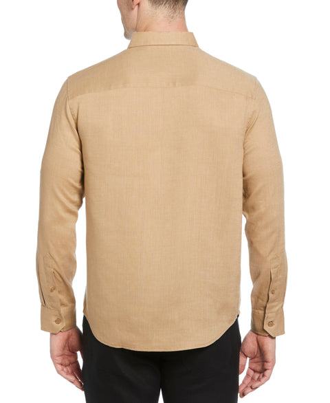 Travelselect™ Linen-Blend Rolled Sleeve Shirt (Cornstalk) 