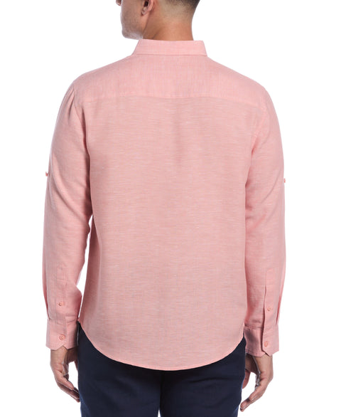 Travelselect™ Linen-Blend Rolled Sleeve Shirt (Terra Cotta) 