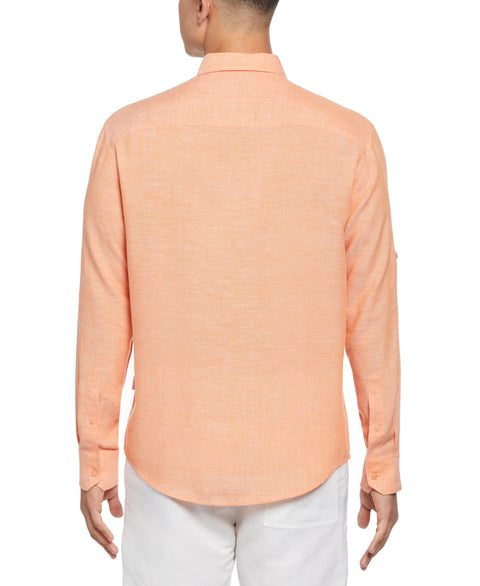 TravelSelect™ Linen-Blend Shirt (Coral Rose) 