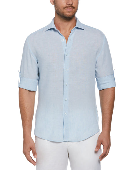 TravelSelect™ Linen-Blend Shirt (Cerulean) 
