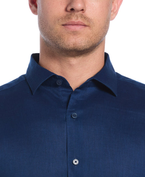 Travelselect™ Linen-Blend Rolled Sleeve Shirt (Estate Blue) 