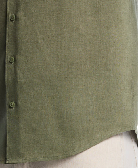 Linen Blend Wrinkle-Resistant Shirt (Olivine) 