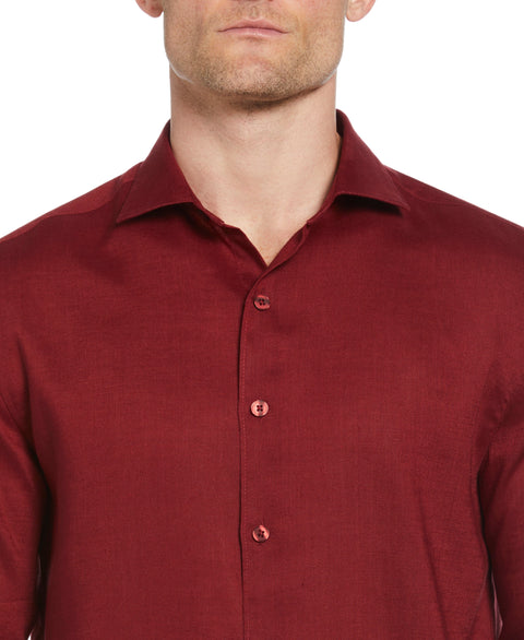 Travelselect™ Linen-Blend Rolled Sleeve Shirt (Cabernet) 