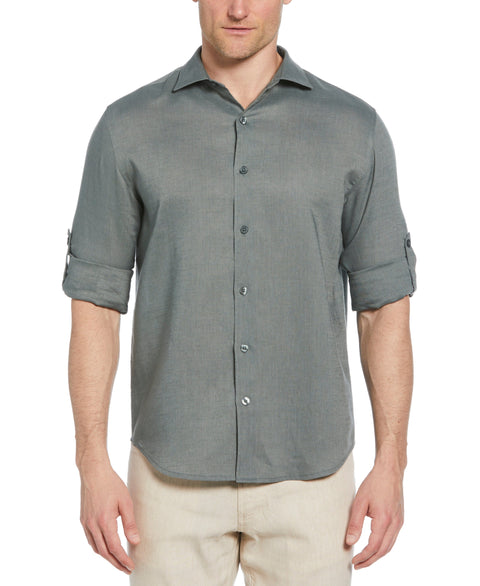 Travelselect™ Linen-Blend Rolled Sleeve Shirt (Balsam Green) 