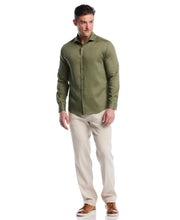 Linen Blend Wrinkle-Resistant Shirt (Olivine) 