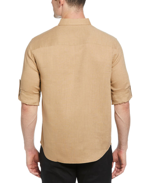 Travelselect™ Linen-Blend Rolled Sleeve Shirt (Cornstalk) 