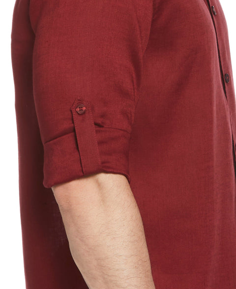 Travelselect™ Linen-Blend Rolled Sleeve Shirt (Cabernet) 