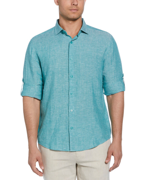 Travelselect™ Linen-Blend Rolled Sleeve Shirt (Bayou) 