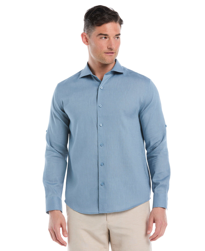 Linen Blend Wrinkle-Resistant Shirt (Windward Blue) 