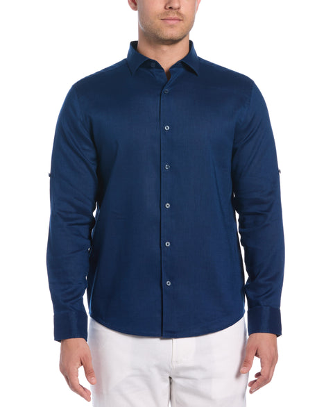 Travelselect™ Linen-Blend Rolled Sleeve Shirt (Estate Blue) 