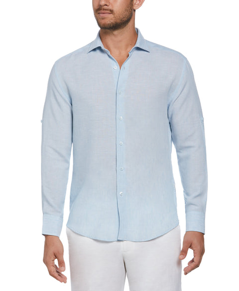 TravelSelect™ Linen-Blend Shirt (Cerulean) 