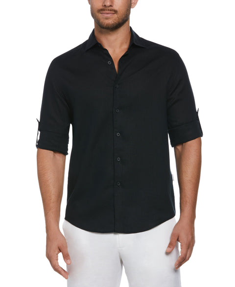 TravelSelect™ Linen-Blend Shirt (Jet Black) 