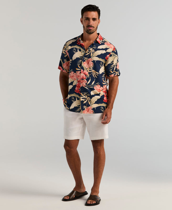 Tropical Floral Print Shirt (Pageant Blue) 