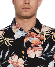 Tropical Floral Print Shirt (Jet Black) 