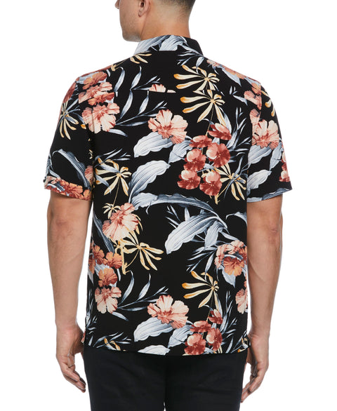 Tropical Floral Print Shirt (Jet Black) 