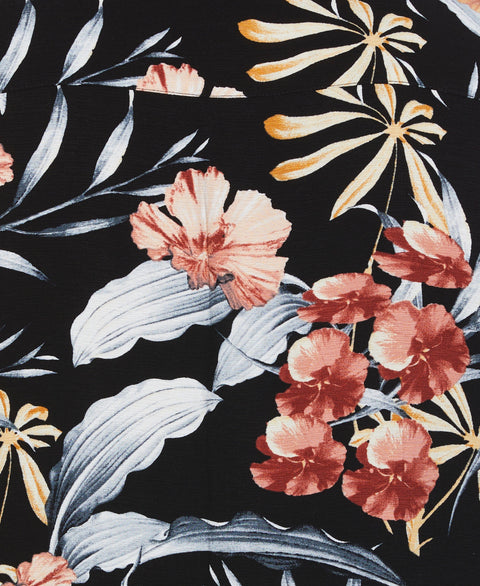 Tropical Floral Print Shirt (Jet Black) 