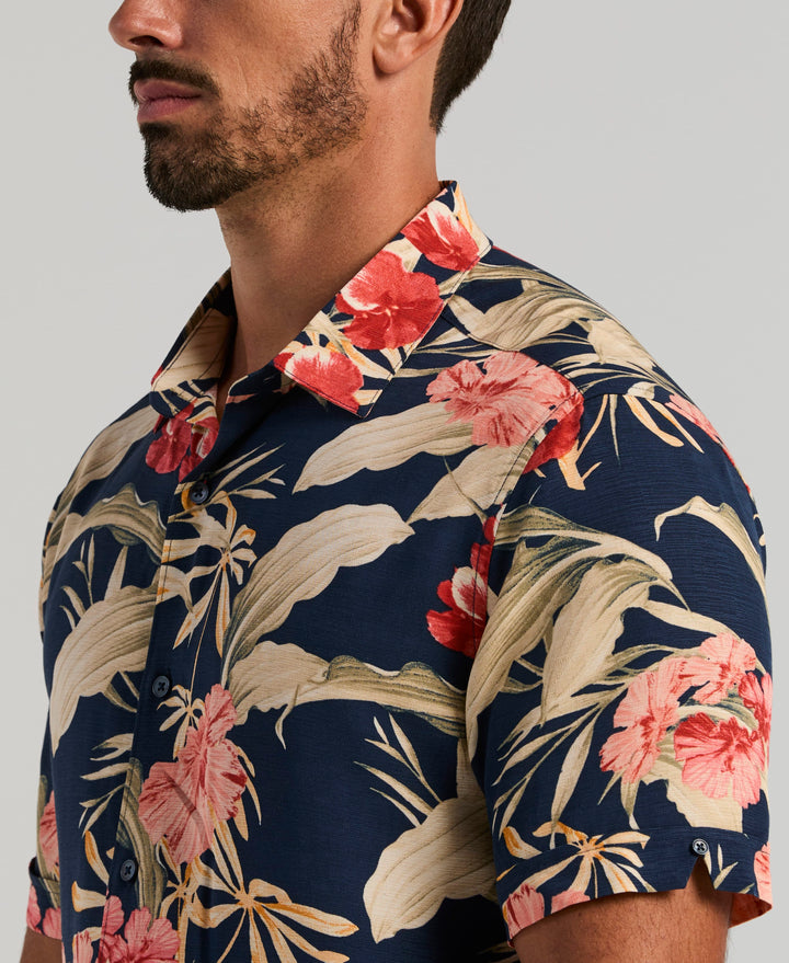 Tropical Floral Print Shirt (Pageant Blue) 