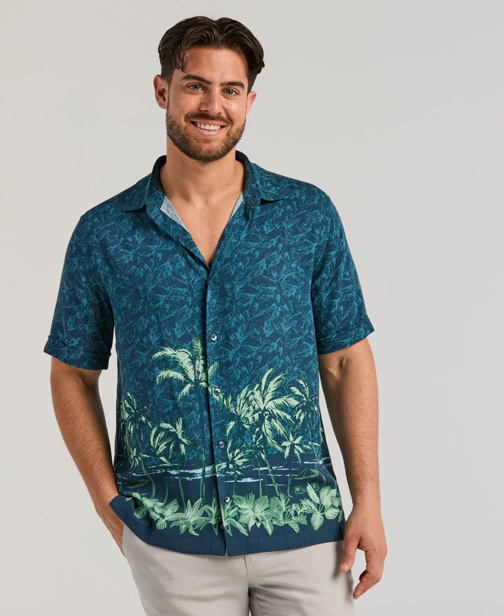 Tropical Horizon Print Shirt (Moonlit Ocean) 