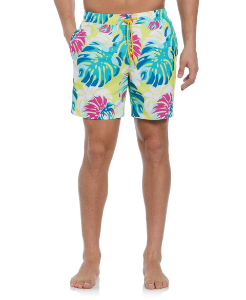 Tropical Leaf Print Swim Short (Blazing Yellow) 