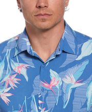 Tropical Leaves Floral Print Shirt (Dutch Blue) 