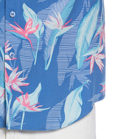 Tropical Leaves Floral Print Shirt (Dutch Blue) 