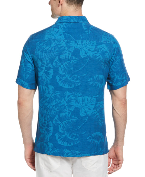 Tropical Leaves Print Shirt (Blue Sapphire) 