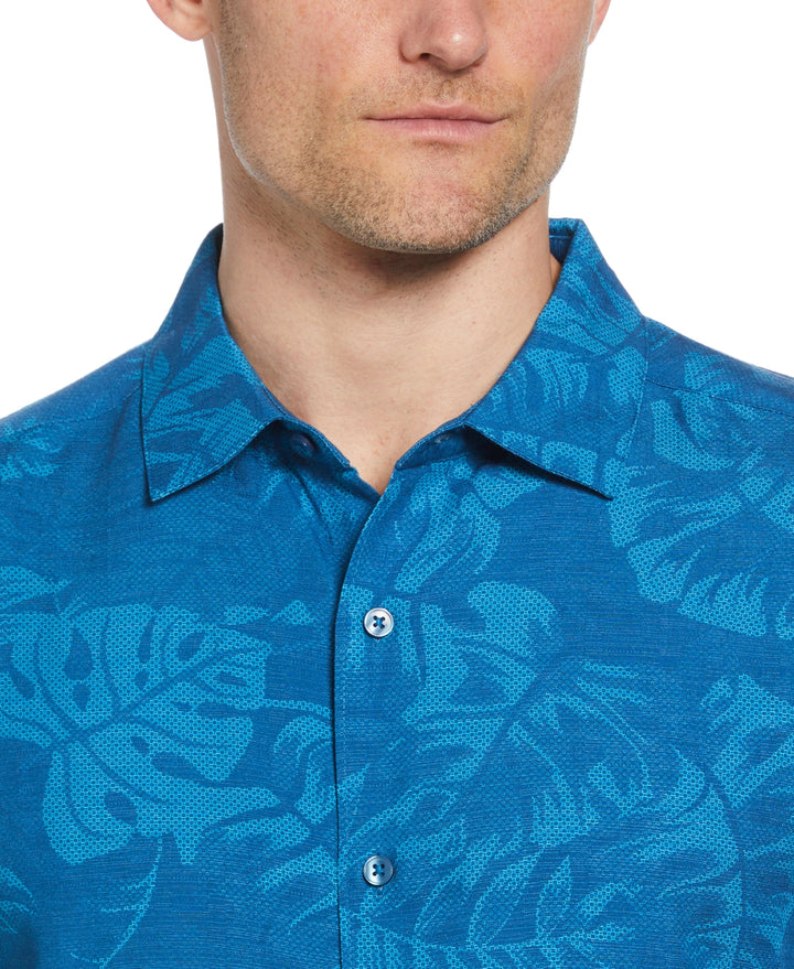 Tropical Leaves Print Shirt (Blue Sapphire) 