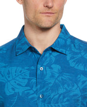 Tropical Leaves Print Shirt (Blue Sapphire) 