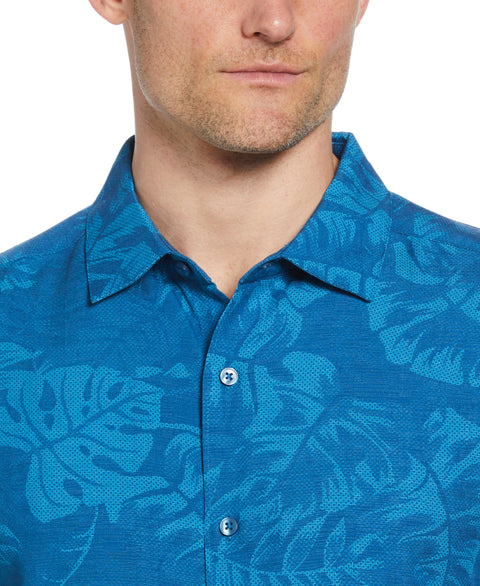 Tropical Leaves Print Shirt (Blue Sapphire) 
